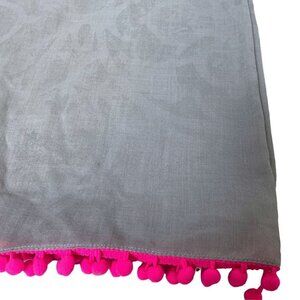 HOLLISTER Gray Scarf 39" Hot Pink Pompom